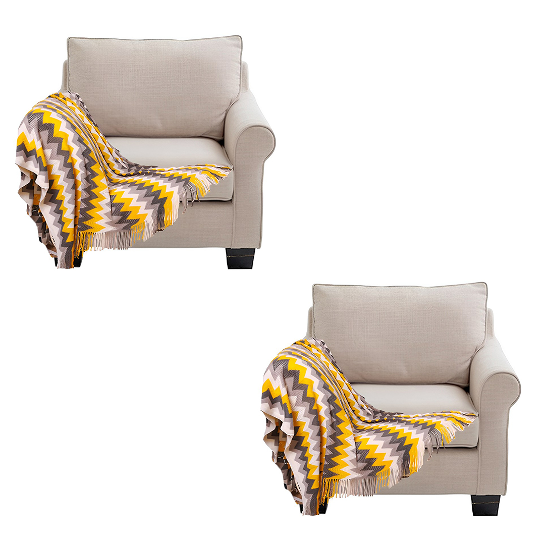 SOGA 2X 170cm Yellow Zigzag Striped Throw Blanket Acrylic Wave Knitted Fringed Woven Cover Couch Bed Sofa Home Decor - Blankets - Blanket917X2 1 SOGA 2X 170cm Yellow Zigzag Striped Throw Blanket Acrylic Wave Knitted Fringed Woven Cover Couch Bed Sofa Home Decor - AU DEPOT Buy SOGA 2X 170cm Yellow Zigzag Striped Throw Blanket Acrylic Wave Knitted Fringed Woven Cover Couch Bed Sofa Home Decor Online - Home - 1 - AU Depot Free Shipping