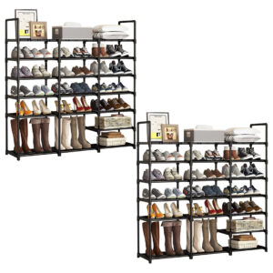 SOGA 2X 19 Shelf Tier Shoe Storage Shelf Space Saving Caddy Rack Organiser with Handle Rack0004X2 AU Depot Free Shipping SOGA 2X 19-Shelf Tier Shoe Storage Shelf Space-Saving Caddy Rack Organiser with Handle - AU DEPOT