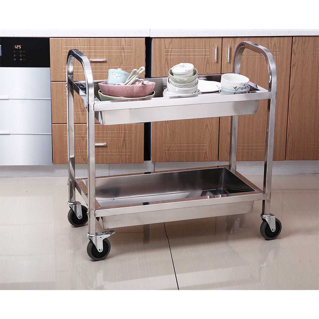 SOGA 2X 2 Tier 75x40x83cm Stainless Steel Kitchen Trolley Bowl Collect Service Food Cart Small - FoodCart1203X2 - Business & Industrial - 8 - AU DEPOT SOGA Buy SOGA 2X 2 Tier 75x40x83cm Stainless Steel Kitchen Trolley Bowl Collect Service Food Cart Small Online - Business & Industrial - 8 - AU Depot Free Shipping