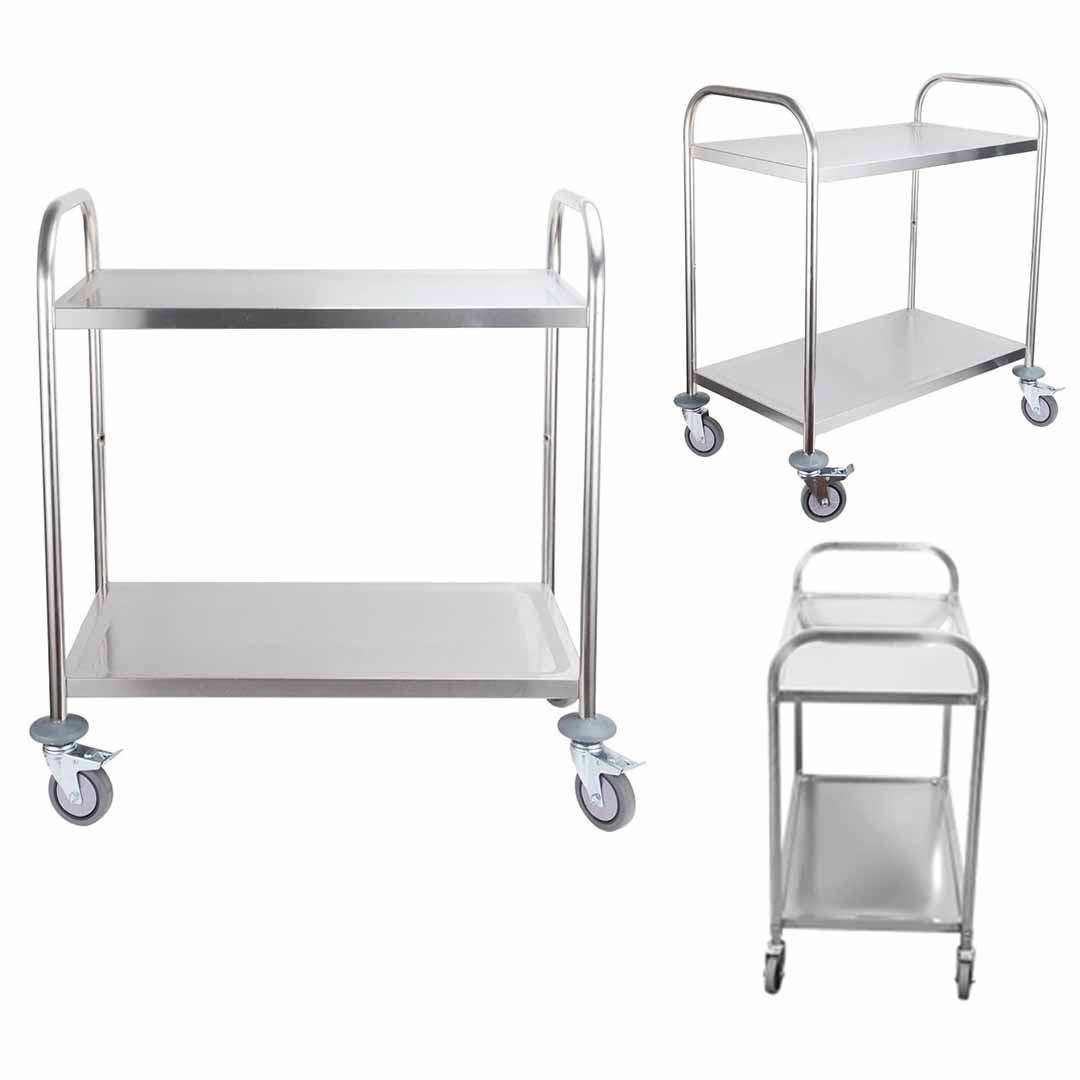 SOGA 2X 2 Tier 86x54x94cm Stainless Steel Kitchen Dinning Food Cart Trolley Utility Round Large - FoodCart1104X2 - Business & Industrial - 2 - AU DEPOT SOGA Buy SOGA 2X 2 Tier 86x54x94cm Stainless Steel Kitchen Dinning Food Cart Trolley Utility Round Large Online - Business & Industrial - 2 - AU Depot Free Shipping