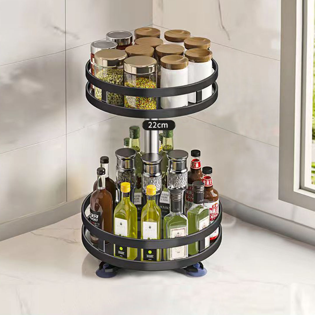 SOGA 2X 2 Tier Steel Black Round Rotating Multi-Function Kitchen Portable Storage Spice Seasoning Kitchen Countertop Organiser Shelf - KitchenXY050X2 - Garden, Tools & Hardware - 2 - AU DEPOT SOGA Buy SOGA 2X 2 Tier Steel Black Round Rotating Multi-Function Kitchen Portable Storage Spice Seasoning Kitchen Countertop Organiser Shelf Online - Garden, Tools & Hardware - 2 - AU Depot Free Shipping