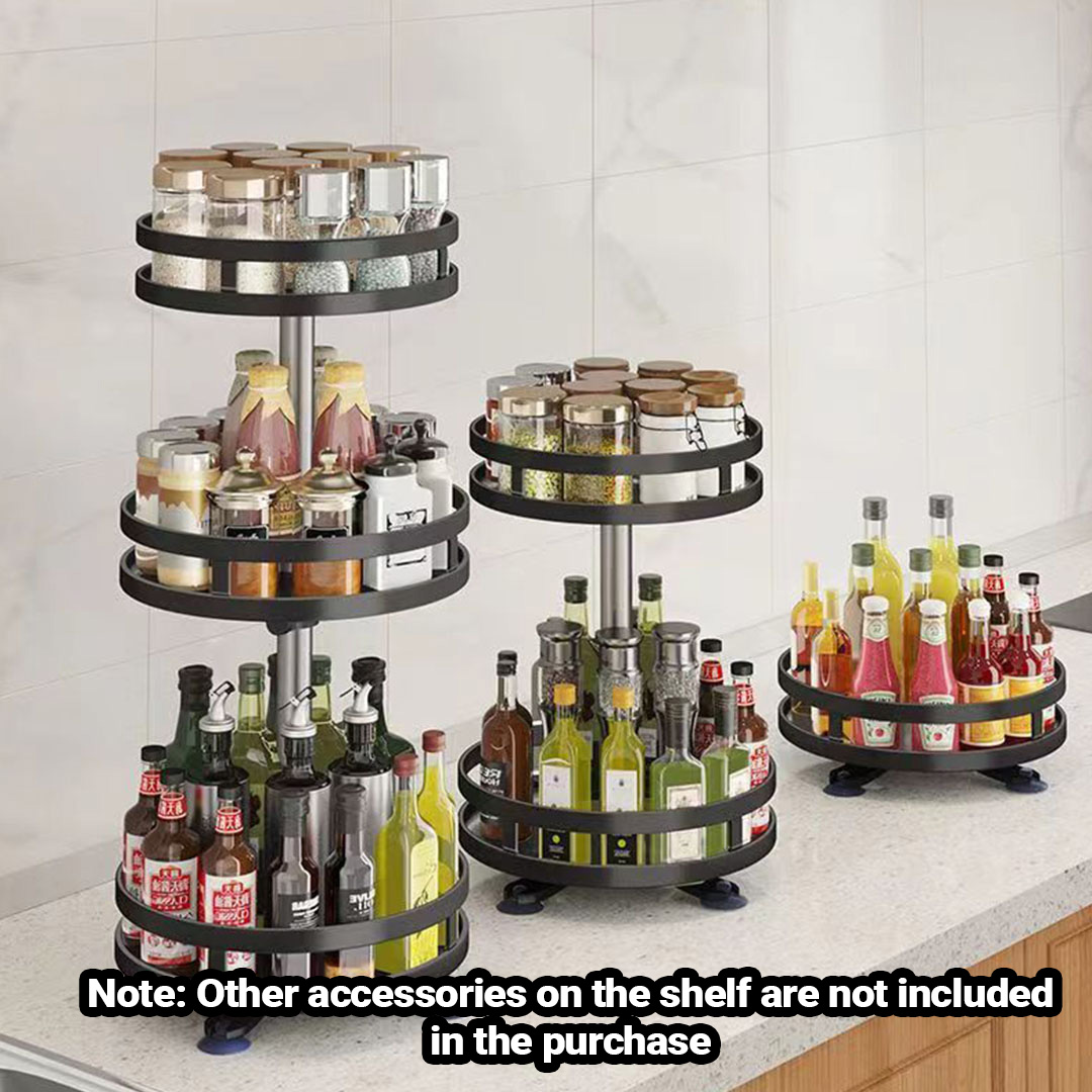 SOGA 2X 2 Tier Steel Black Round Rotating Multi-Function Kitchen Portable Storage Spice Seasoning Kitchen Countertop Organiser Shelf - KitchenXY050X2 - Garden, Tools & Hardware - 3 - AU DEPOT SOGA Buy SOGA 2X 2 Tier Steel Black Round Rotating Multi-Function Kitchen Portable Storage Spice Seasoning Kitchen Countertop Organiser Shelf Online - Garden, Tools & Hardware - 3 - AU Depot Free Shipping