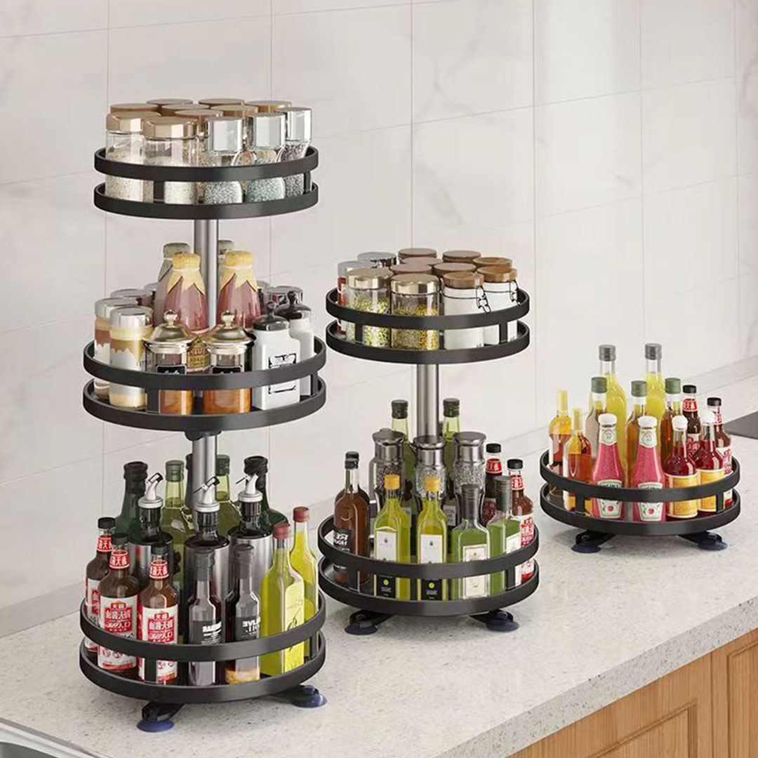 SOGA 2X 2 Tier Steel Black Round Rotating Multi-Function Kitchen Portable Storage Spice Seasoning Kitchen Countertop Organiser Shelf - KitchenXY050X2 - Garden, Tools & Hardware - 4 - AU DEPOT SOGA Buy SOGA 2X 2 Tier Steel Black Round Rotating Multi-Function Kitchen Portable Storage Spice Seasoning Kitchen Countertop Organiser Shelf Online - Garden, Tools & Hardware - 4 - AU Depot Free Shipping