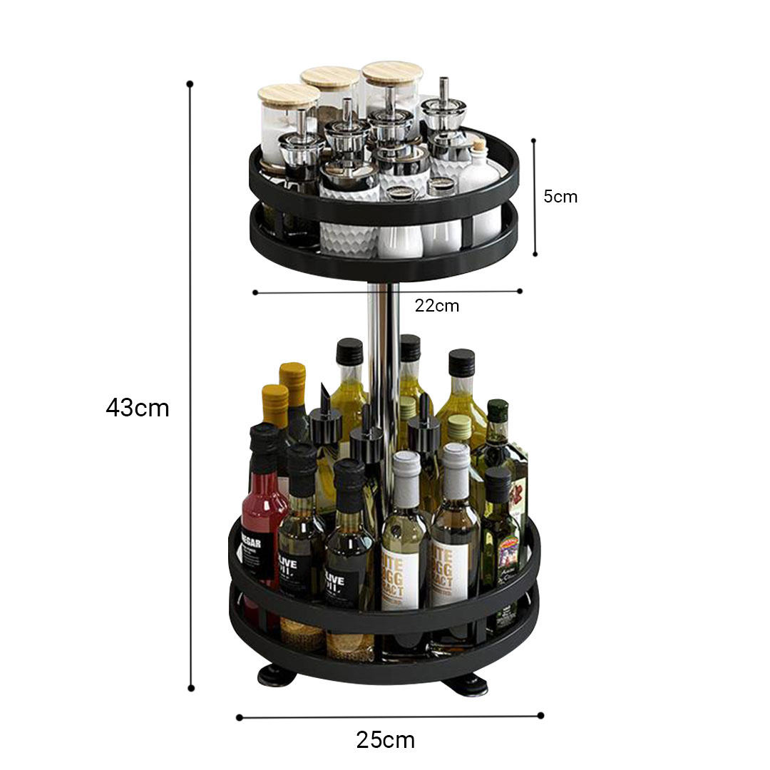 SOGA 2X 2 Tier Steel Black Round Rotating Multi-Function Kitchen Portable Storage Spice Seasoning Kitchen Countertop Organiser Shelf - KitchenXY050X2 - Garden, Tools & Hardware - 5 - AU DEPOT SOGA Buy SOGA 2X 2 Tier Steel Black Round Rotating Multi-Function Kitchen Portable Storage Spice Seasoning Kitchen Countertop Organiser Shelf Online - Garden, Tools & Hardware - 5 - AU Depot Free Shipping