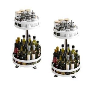 Buy SOGA 2X 2 Tier Steel White Round Rotating Multi-Function Kitchen Portable Storage Spice Seasoning Kitchen Countertop Organiser Shelf Online - Garden, Tools & Hardware - 1 - AU Depot Free Shipping