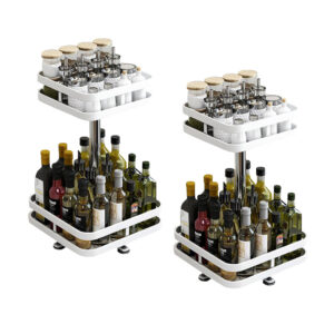 Buy SOGA 2X 2 Tier Steel White Square Rotating Multi-Function Kitchen Portable Storage Spice Seasoning Kitchen Countertop Organiser Shelf Online - Garden, Tools & Hardware - 1 - AU Depot Free Shipping