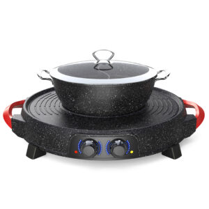 Buy SOGA 2X 2  in 1 Electric Stone Coated Grill Plate Steamboat Two Division Hotpot Online - Home & Living - 2 - AU Depot Free Shipping