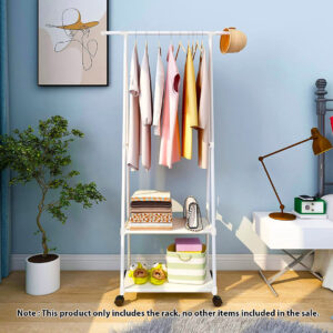 Buy SOGA 2X 2-in-1 Organiser Clothes Shoe Rack Space-Saving Triangular Storage with Wheels White Online - Furniture - 2 - AU Depot Free Shipping