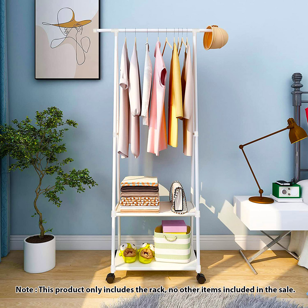 SOGA 2X 2-in-1 Organiser Clothes Shoe Rack Space-Saving Triangular Storage with Wheels White - Rack0013X2 - Furniture - 2 - AU DEPOT SOGA Buy SOGA 2X 2-in-1 Organiser Clothes Shoe Rack Space-Saving Triangular Storage with Wheels White Online - Furniture - 2 - AU Depot Free Shipping