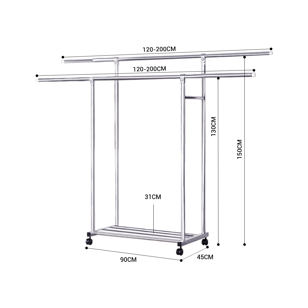 SOGA 2X 200cm Stainless Steel Floor-Standing Clothes Rack - Durable and Space-Saving Laundry Organizer - BSXG2529X2 - Home & Living - 2 - AU DEPOT SOGA Buy SOGA 2X 200cm Stainless Steel Floor-Standing Clothes Rack - Durable and Space-Saving Laundry Organizer Online - Home & Living - 2 - AU Depot Free Shipping