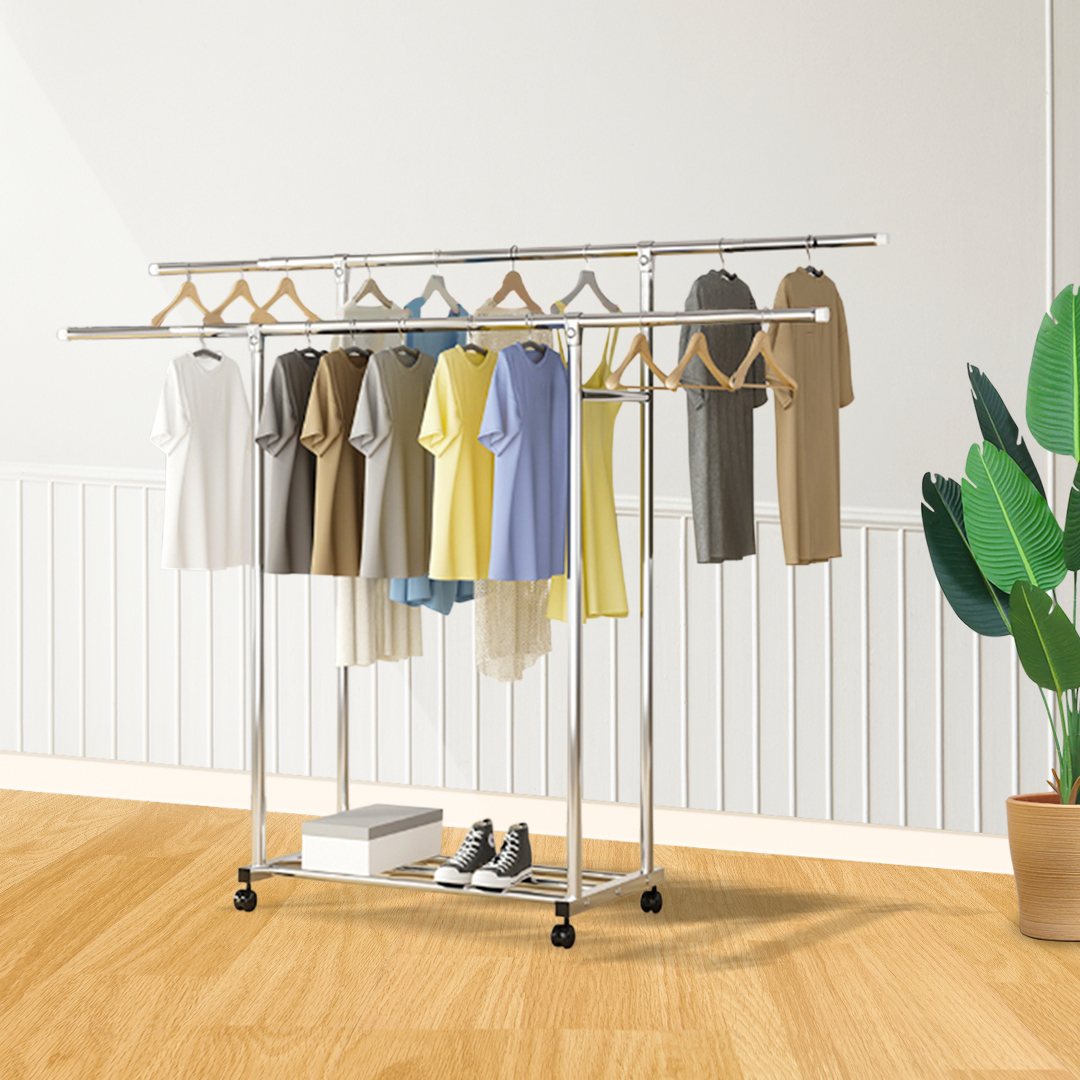 SOGA 2X 200cm Stainless Steel Floor-Standing Clothes Rack - Durable and Space-Saving Laundry Organizer - BSXG2529X2 - Home & Living - 4 - AU DEPOT SOGA Buy SOGA 2X 200cm Stainless Steel Floor-Standing Clothes Rack - Durable and Space-Saving Laundry Organizer Online - Home & Living - 4 - AU Depot Free Shipping