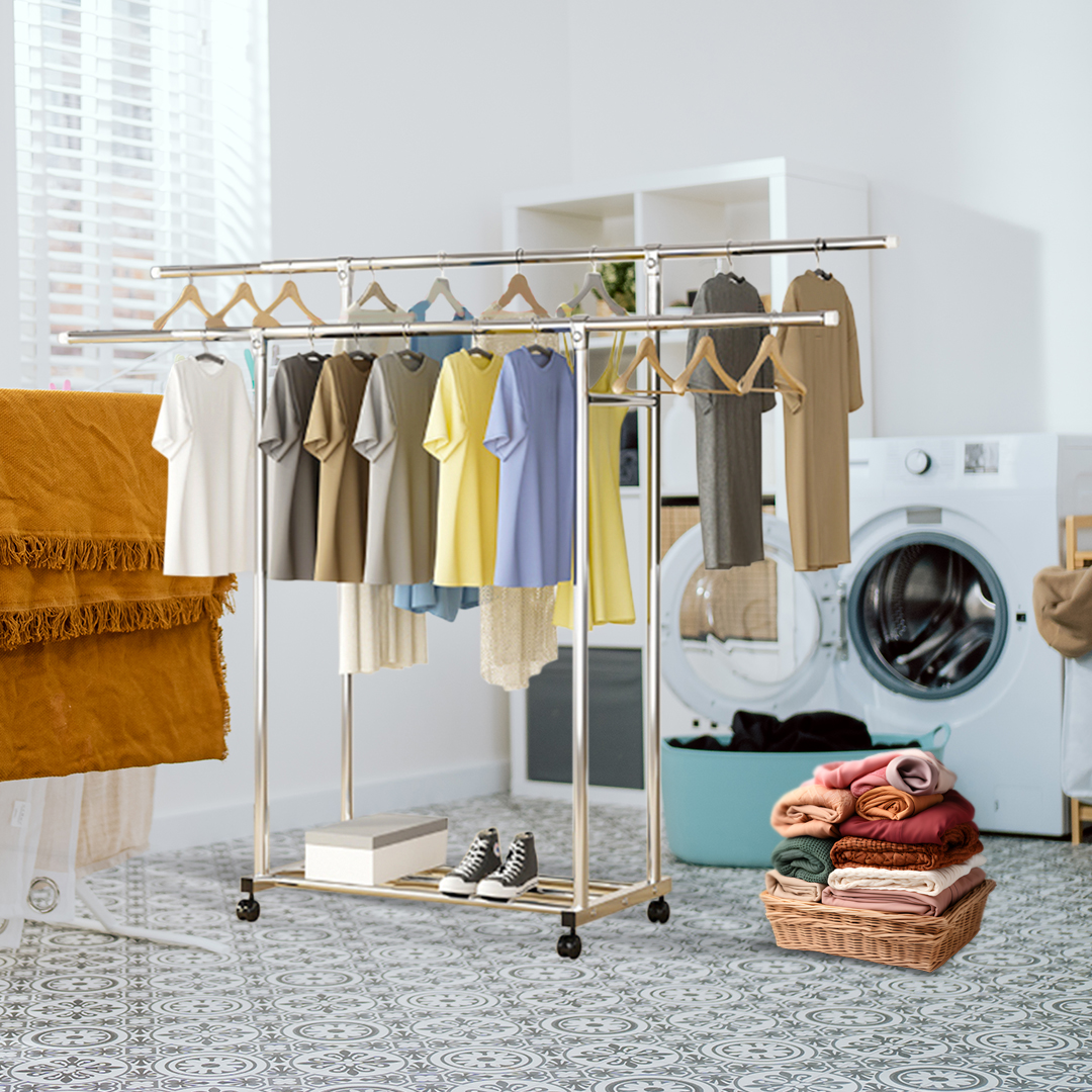 SOGA 2X 200cm Stainless Steel Floor-Standing Clothes Rack - Durable and Space-Saving Laundry Organizer - BSXG2529X2 - Home & Living - 5 - AU DEPOT SOGA Buy SOGA 2X 200cm Stainless Steel Floor-Standing Clothes Rack - Durable and Space-Saving Laundry Organizer Online - Home & Living - 5 - AU Depot Free Shipping
