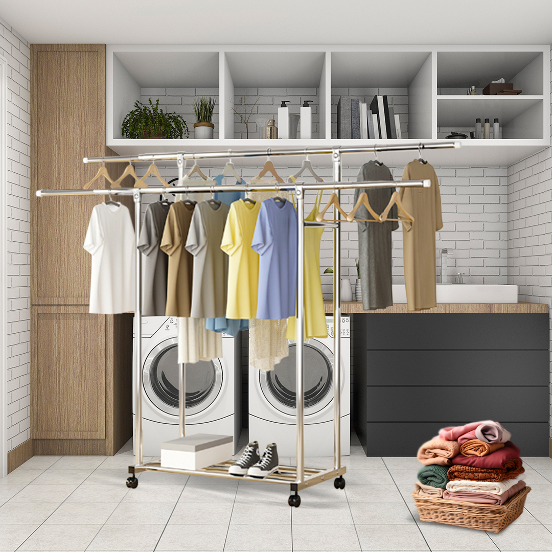 SOGA 2X 200cm Stainless Steel Floor-Standing Clothes Rack - Durable and Space-Saving Laundry Organizer - BSXG2529X2 - Home & Living - 6 - AU DEPOT SOGA Buy SOGA 2X 200cm Stainless Steel Floor-Standing Clothes Rack - Durable and Space-Saving Laundry Organizer Online - Home & Living - 6 - AU Depot Free Shipping