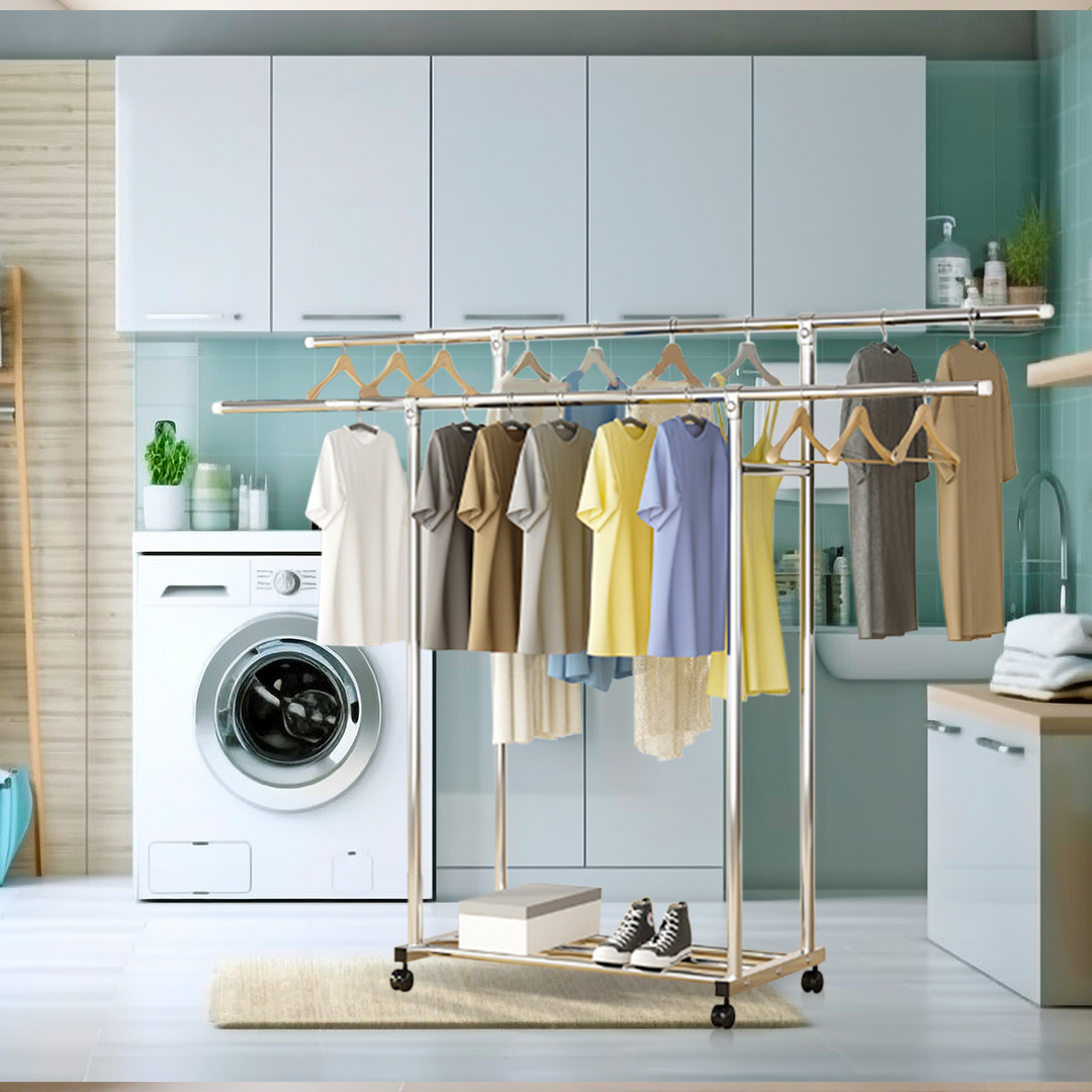SOGA 2X 200cm Stainless Steel Floor-Standing Clothes Rack - Durable and Space-Saving Laundry Organizer - BSXG2529X2 - Home & Living - 7 - AU DEPOT SOGA Buy SOGA 2X 200cm Stainless Steel Floor-Standing Clothes Rack - Durable and Space-Saving Laundry Organizer Online - Home & Living - 7 - AU Depot Free Shipping