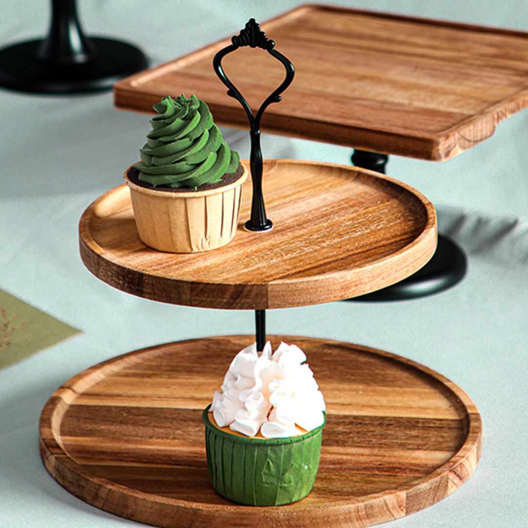 SOGA 2X 20cm 2 Tier Brown Round Wooden Acacia Dessert Tray Cake Snacks Cupcake Stand Buffet Serving Countertop Decor - WodC238X2 - Kitchenware - 4 - AU DEPOT SOGA Buy SOGA 2X 20cm 2 Tier Brown Round Wooden Acacia Dessert Tray Cake Snacks Cupcake Stand Buffet Serving Countertop Decor Online - Kitchenware - 4 - AU Depot Free Shipping