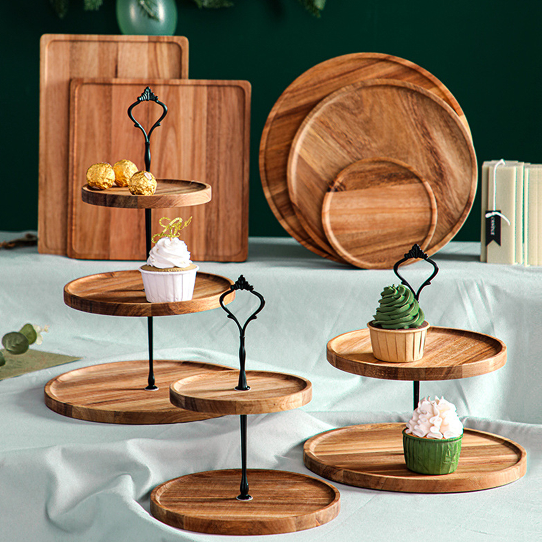 SOGA 2X 20cm 2 Tier Brown Round Wooden Acacia Dessert Tray Cake Snacks Cupcake Stand Buffet Serving Countertop Decor - WodC238X2 - Kitchenware - 9 - AU DEPOT SOGA Buy SOGA 2X 20cm 2 Tier Brown Round Wooden Acacia Dessert Tray Cake Snacks Cupcake Stand Buffet Serving Countertop Decor Online - Kitchenware - 9 - AU Depot Free Shipping