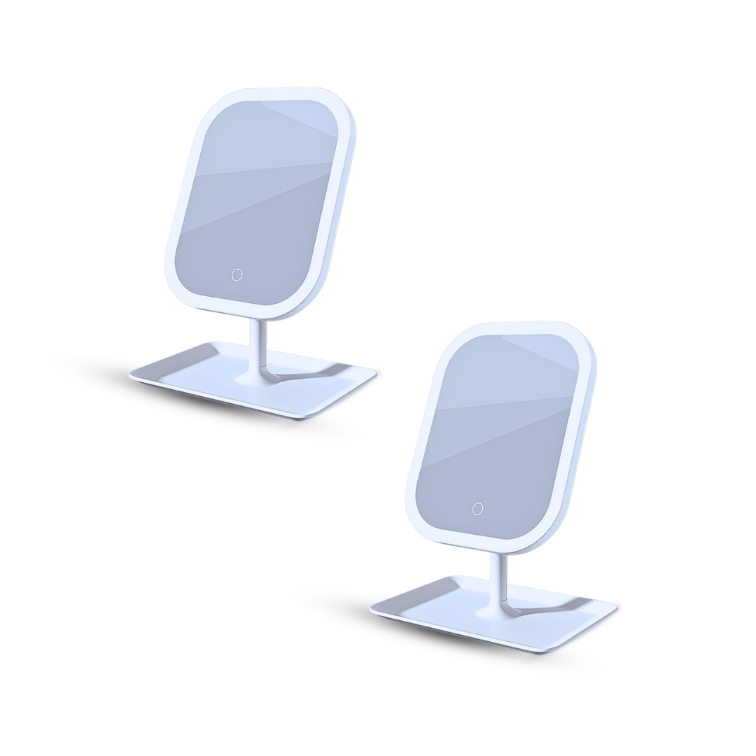 SOGA 2X 26cm White Squared Smart LED Makeup Bedroom Table Vanity Mirror Tricolor Adjustable Light - Bathroom Storage - MirrorE8X2 1 SOGA 2X 26cm White Squared Smart LED Makeup Bedroom Table Vanity Mirror Tricolor Adjustable Light - AU DEPOT Buy SOGA 2X 26cm White Squared Smart LED Makeup Bedroom Table Vanity Mirror Tricolor Adjustable Light Online - Home - 1 - AU Depot Free Shipping