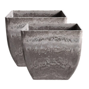 Buy SOGA 2X 27cm Rock Grey Square Resin Plant Flower Pot in Cement Pattern Planter Cachepot for Indoor Home Office Online - Home & Living - 1 - AU Depot Free Shipping