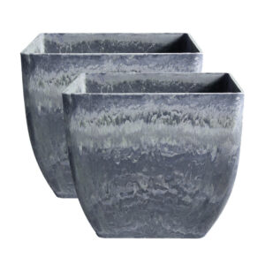 Buy SOGA 2X 27cm Weathered Grey Square Resin Plant Flower Pot in Cement Pattern Planter Cachepot for Indoor Home Office Online - Home & Living - 1 - AU Depot Free Shipping