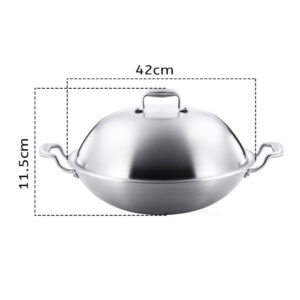 Buy SOGA 2X 3-Ply 42cm Stainless Steel Double Handle Wok Frying Fry Pan Skillet with Lid Online - Home & Living - 2 - AU Depot Free Shipping