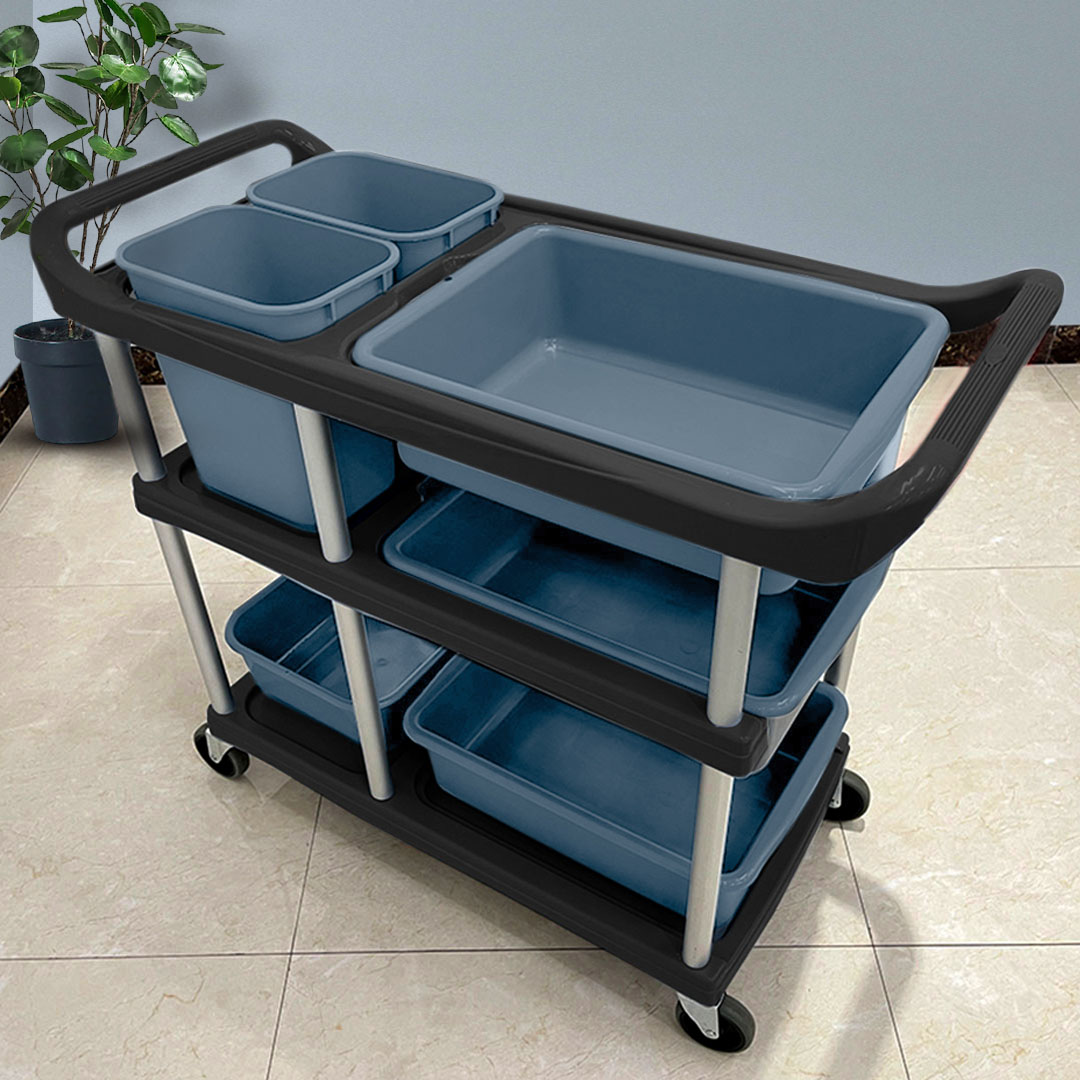 SOGA 2X 3-Tier Commercial Soiled Food Trolley Dirty Plate Cart Five Buckets Kitchen Food Utility - FoodCart1518X2 - Business & Industrial - 2 - AU DEPOT SOGA Buy SOGA 2X 3-Tier Commercial Soiled Food Trolley Dirty Plate Cart Five Buckets Kitchen Food Utility Online - Business & Industrial - 2 - AU Depot Free Shipping