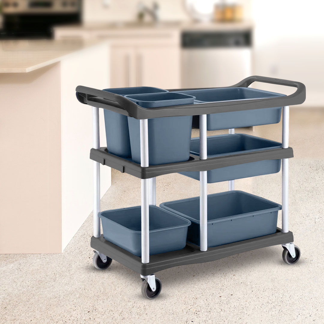 SOGA 2X 3-Tier Commercial Soiled Food Trolley Dirty Plate Cart Five Buckets Kitchen Food Utility - FoodCart1518X2 - Business & Industrial - 3 - AU DEPOT SOGA Buy SOGA 2X 3-Tier Commercial Soiled Food Trolley Dirty Plate Cart Five Buckets Kitchen Food Utility Online - Business & Industrial - 3 - AU Depot Free Shipping