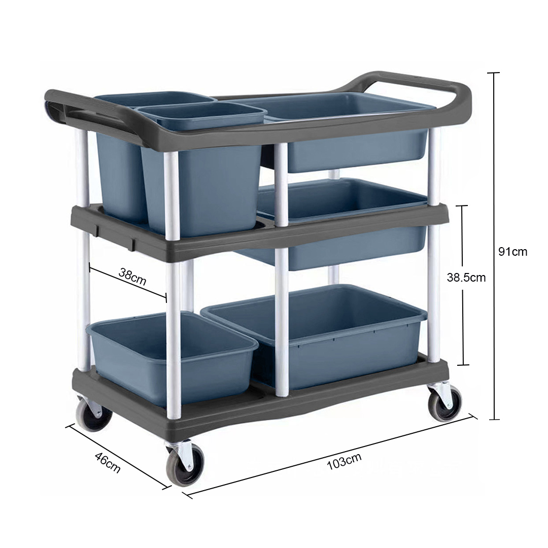 SOGA 2X 3-Tier Commercial Soiled Food Trolley Dirty Plate Cart Five Buckets Kitchen Food Utility - FoodCart1518X2 - Business & Industrial - 6 - AU DEPOT SOGA Buy SOGA 2X 3-Tier Commercial Soiled Food Trolley Dirty Plate Cart Five Buckets Kitchen Food Utility Online - Business & Industrial - 6 - AU Depot Free Shipping