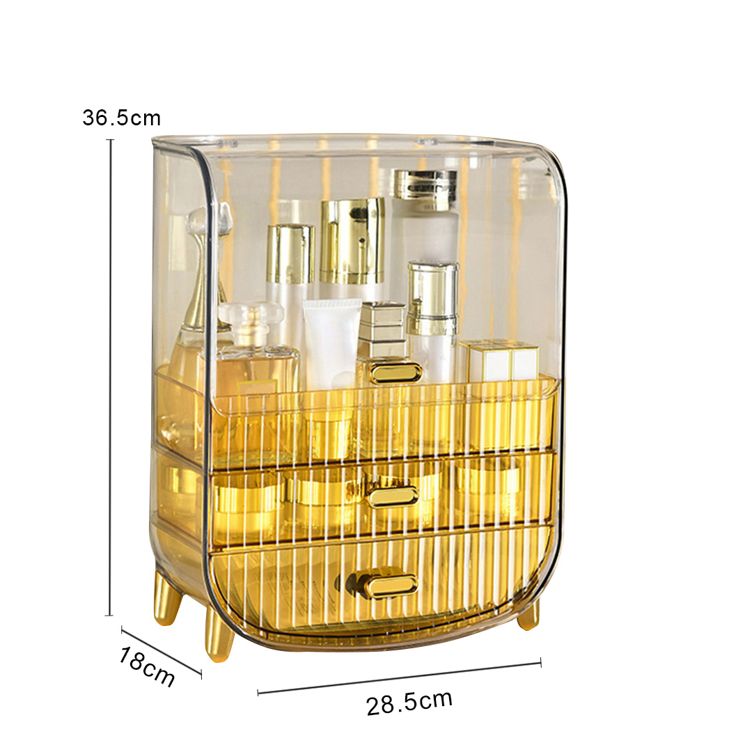 SOGA 2X 3 Tier Golden Yellow Multifunctional Countertop Cosmetic Storage Makeup Perfume Skincare Display Stand Shelf Drawer Type Organiser - BathC126X2 - Home - 6 - AU DEPOT SOGA Buy SOGA 2X 3 Tier Golden Yellow Multifunctional Countertop Cosmetic Storage Makeup Perfume Skincare Display Stand Shelf Drawer Type Organiser Online - Home - 6 - AU Depot Free Shipping