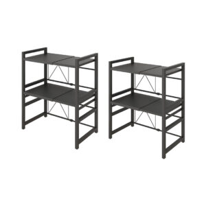 Buy SOGA 2X 3 Tier Steel Black Retractable Kitchen Microwave Oven Stand Multi-Functional Shelves Storage Organizer Online - Garden, Tools & Hardware - 1 - AU Depot Free Shipping