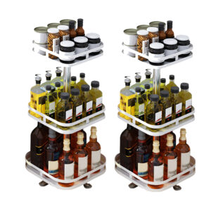 Buy SOGA 2X 3 Tier Steel White Square Rotating Multi-Function Kitchen Portable Storage Spice Seasoning Kitchen Countertop Organiser Shelf Online - Garden, Tools & Hardware - 1 - AU Depot Free Shipping