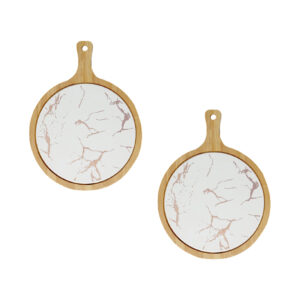 Buy SOGA 2X 30cm White Circle Wooden Serving Tray Slate Steak Serving Platter Chopping Board Paddle Home Decor Online - Kitchenware - 1 - AU Depot Free Shipping