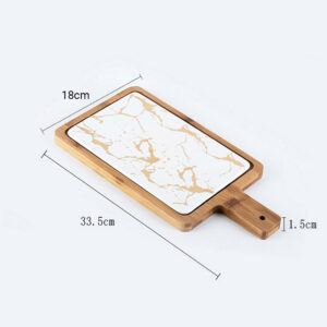 Buy SOGA 2X 33.5cm White Square Wooden Serving Tray Slate Steak Serving Platter Chopping Board Paddle Home Decor Online - Kitchenware - 2 - AU Depot Free Shipping