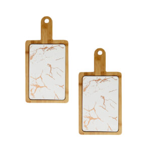 Buy SOGA 2X 33.5cm White Square Wooden Serving Tray Slate Steak Serving Platter Chopping Board Paddle Home Decor Online - Kitchenware - 1 - AU Depot Free Shipping