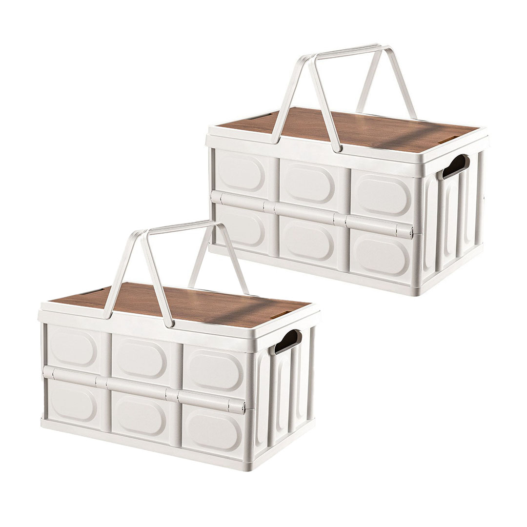 SOGA 2X 34.5 cm 18L White Car & Camping Foldable Storage Box Crate Stackable Container with Handle - - StorageBox3706X2 1 SOGA 2X 34.5 cm 18L White Car & Camping Foldable Storage Box Crate Stackable Container with Handle - AU DEPOT Buy SOGA 2X 34.5 cm 18L White Car & Camping Foldable Storage Box Crate Stackable Container with Handle Online - Furniture - 1 - AU Depot Free Shipping