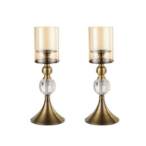SOGA 2X 38cm Glass Candle Holder Candle Stand GlassMetal CandleStickBSmallX2 AU Depot Free Shipping SOGA 2X 38cm Glass Candle Holder Candle Stand Glass/Metal - AU DEPOT