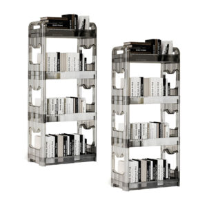 Buy SOGA 2X 38x24cm Clear 3 Tier Bookshelf & Cosmetic Storage Organizer Trolley Rack Online - Home & Living - 1 - AU Depot Free Shipping