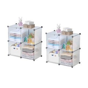 Buy SOGA 2X 4-Cube Transparent Shelf Box Portable Cubby DIY Storage Shelves Modular Closet Organiser Online - Home & Living - 1 - AU Depot Free Shipping