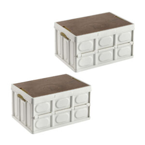 Buy SOGA 2X 42x28.5cm 30L White Car & Camping Foldable Storage Box Crate Stackable Container No Handle Online - Furniture - 1 - AU Depot Free Shipping