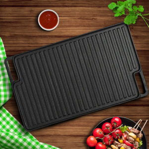 Buy SOGA 2X 45cm Rectangular Cast Iron Portable Fry BBQ Grill Plate Cooking Pan Tray with Handle Online - Home & Living - 2 - AU Depot Free Shipping