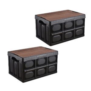 Buy SOGA 2X 52.5x35.5cm 55L Black Car & Camping Foldable Storage Box Crate Stackable Container No Handle Online - Furniture - 1 - AU Depot Free Shipping