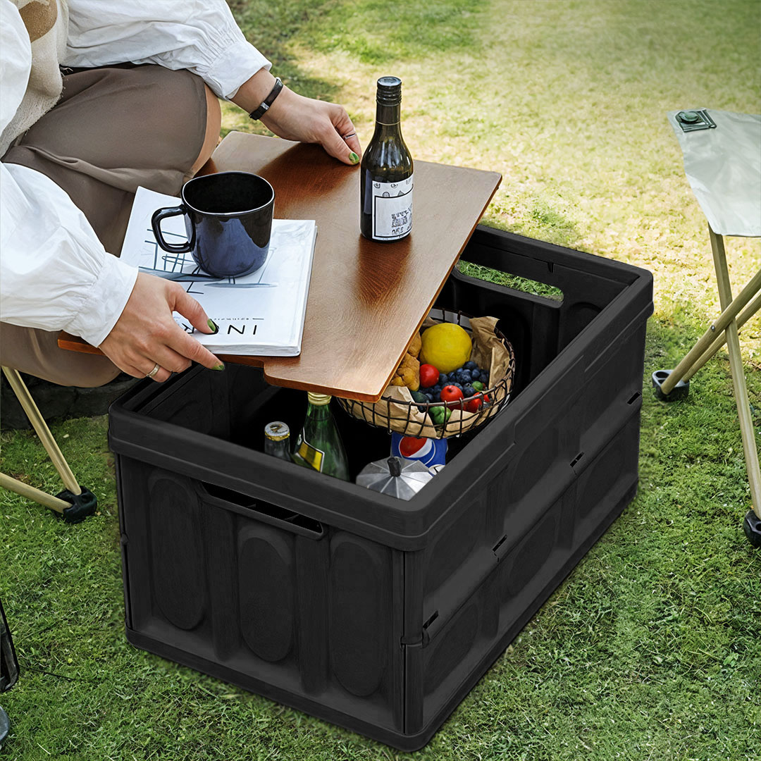 SOGA 2X 52.5x35.5cm 55L Black Car & Camping Foldable Storage Box Crate Stackable Container No Handle - StorageBox3705X2 - Furniture - 5 - AU DEPOT SOGA Buy SOGA 2X 52.5x35.5cm 55L Black Car & Camping Foldable Storage Box Crate Stackable Container No Handle Online - Furniture - 5 - AU Depot Free Shipping