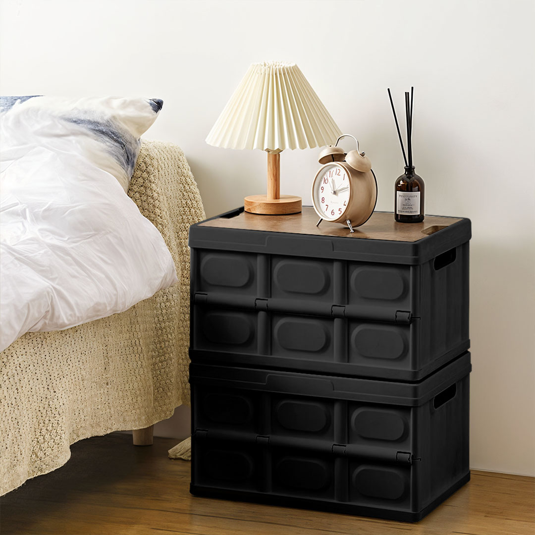 SOGA 2X 52.5x35.5cm 55L Black Car & Camping Foldable Storage Box Crate Stackable Container No Handle - StorageBox3705X2 - Furniture - 8 - AU DEPOT SOGA Buy SOGA 2X 52.5x35.5cm 55L Black Car & Camping Foldable Storage Box Crate Stackable Container No Handle Online - Furniture - 8 - AU Depot Free Shipping