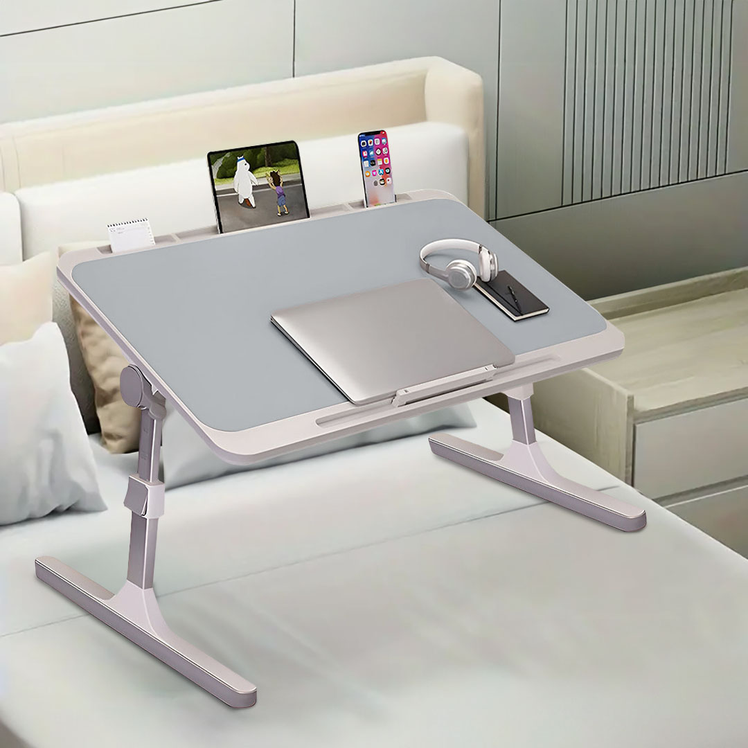 SOGA 2X 70X45cm Grey Small Laptop Bed Portable Foldable Study Table Adjustable - BedTableA13X2 - Desks & Computer Tables - 2 - AU DEPOT SOGA Buy SOGA 2X 70X45cm Grey Small Laptop Bed Portable Foldable Study Table Adjustable Online - Desks & Computer Tables - 2 - AU Depot Free Shipping