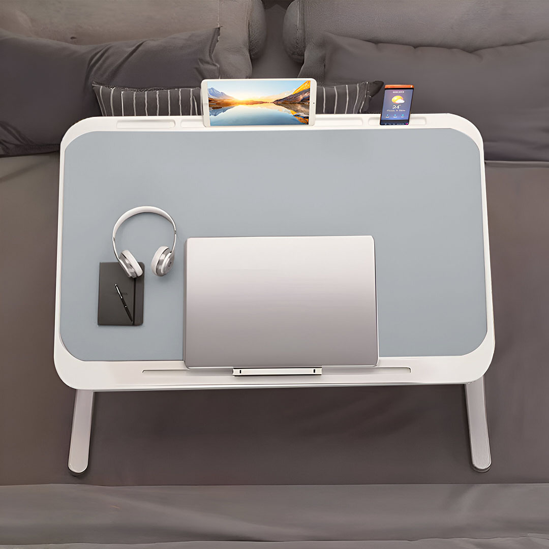 SOGA 2X 70X45cm Grey Small Laptop Bed Portable Foldable Study Table Adjustable - BedTableA13X2 - Desks & Computer Tables - 4 - AU DEPOT SOGA Buy SOGA 2X 70X45cm Grey Small Laptop Bed Portable Foldable Study Table Adjustable Online - Desks & Computer Tables - 4 - AU Depot Free Shipping