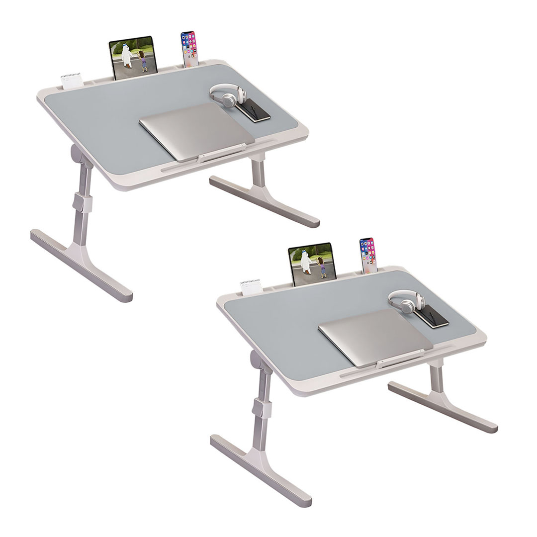 SOGA 2X 70X45cm Grey Small Laptop Bed Portable Foldable Study Table Adjustable - - BedTableA13X2 1 SOGA 2X 70X45cm Grey Small Laptop Bed Portable Foldable Study Table Adjustable - AU DEPOT Buy SOGA 2X 70X45cm Grey Small Laptop Bed Portable Foldable Study Table Adjustable Online - Desks & Computer Tables - 1 - AU Depot Free Shipping
