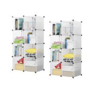 Buy SOGA 2X 8-Cube Transparent Shelf Box Portable Cubby DIY Storage Shelves Modular Closet Organiser Online - Home & Living - 1 - AU Depot Free Shipping