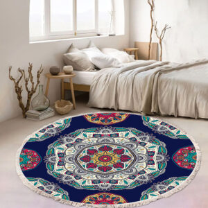Buy SOGA 2X 90cm Round Rug Bohemian Circle Area Rug with Bohemian Geometric Pattern, Anti-slip Doormat, Home Decor Online - Home & Living - 2 - AU Depot Free Shipping