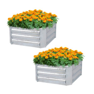Buy SOGA 2X 90cm Square Galvanised Raised Garden Bed Vegetable Herb Flower Outdoor Planter Box Online - Garden, Tools & Hardware - 1 - AU Depot Free Shipping