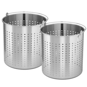 Buy SOGA 2X 98L 18/10 Stainless Steel Perforated Stockpot Basket Pasta Strainer with Handle Online - home & living > kitchen & dining > cookware > stock & multi pots - 1 - AU Depot Free Shipping