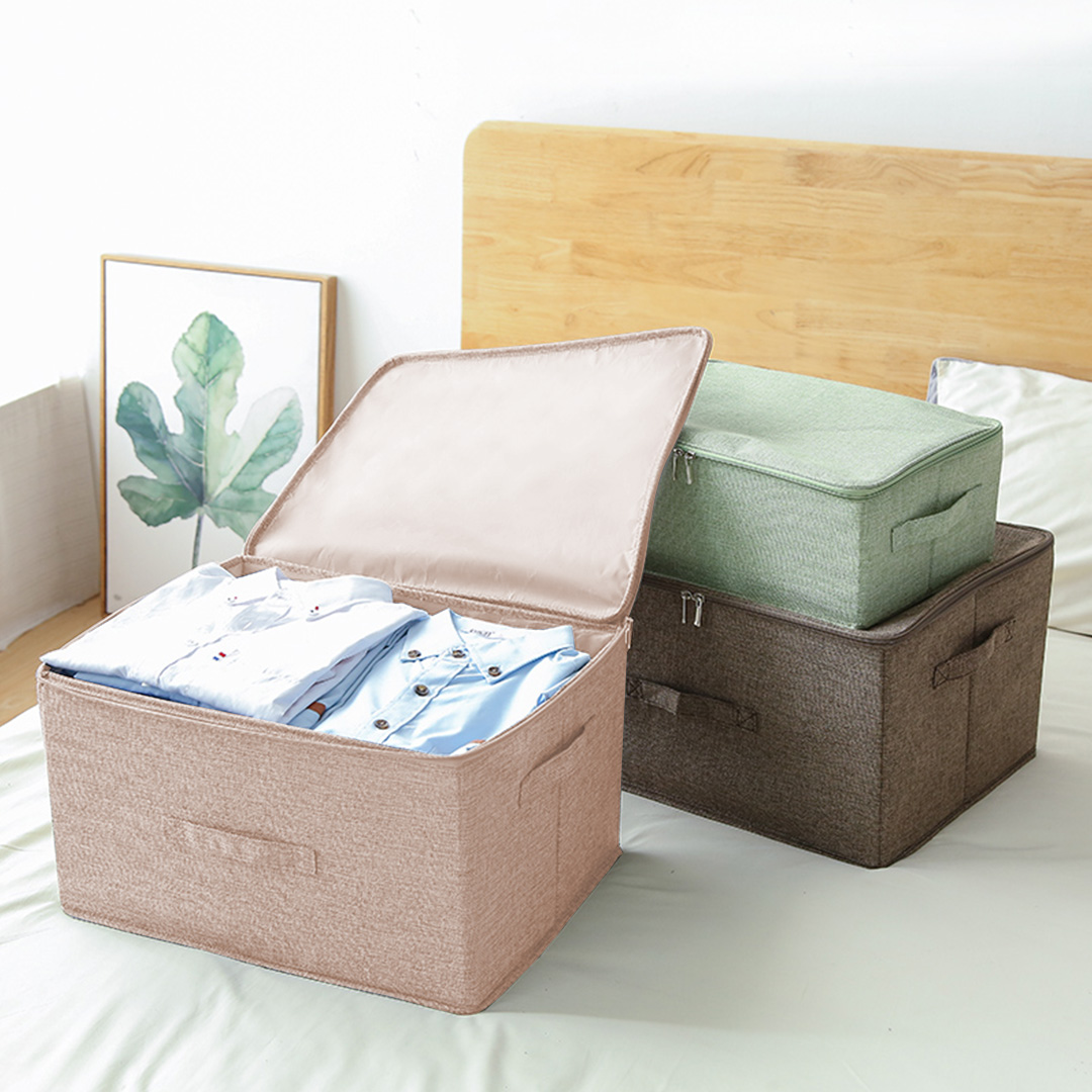 SOGA 2X Beige Large Portable Double Zipper Storage Box Moisture Proof Clothes Basket Foldable Home Organiser - SBox024X2 - Furniture - 5 - AU DEPOT SOGA Buy SOGA 2X Beige Large Portable Double Zipper Storage Box Moisture Proof Clothes Basket Foldable Home Organiser Online - Furniture - 5 - AU Depot Free Shipping